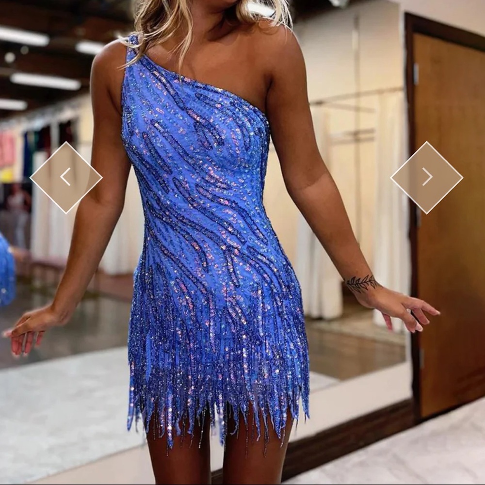 Blue Sequency/Sparkly One Shoulder Dress.